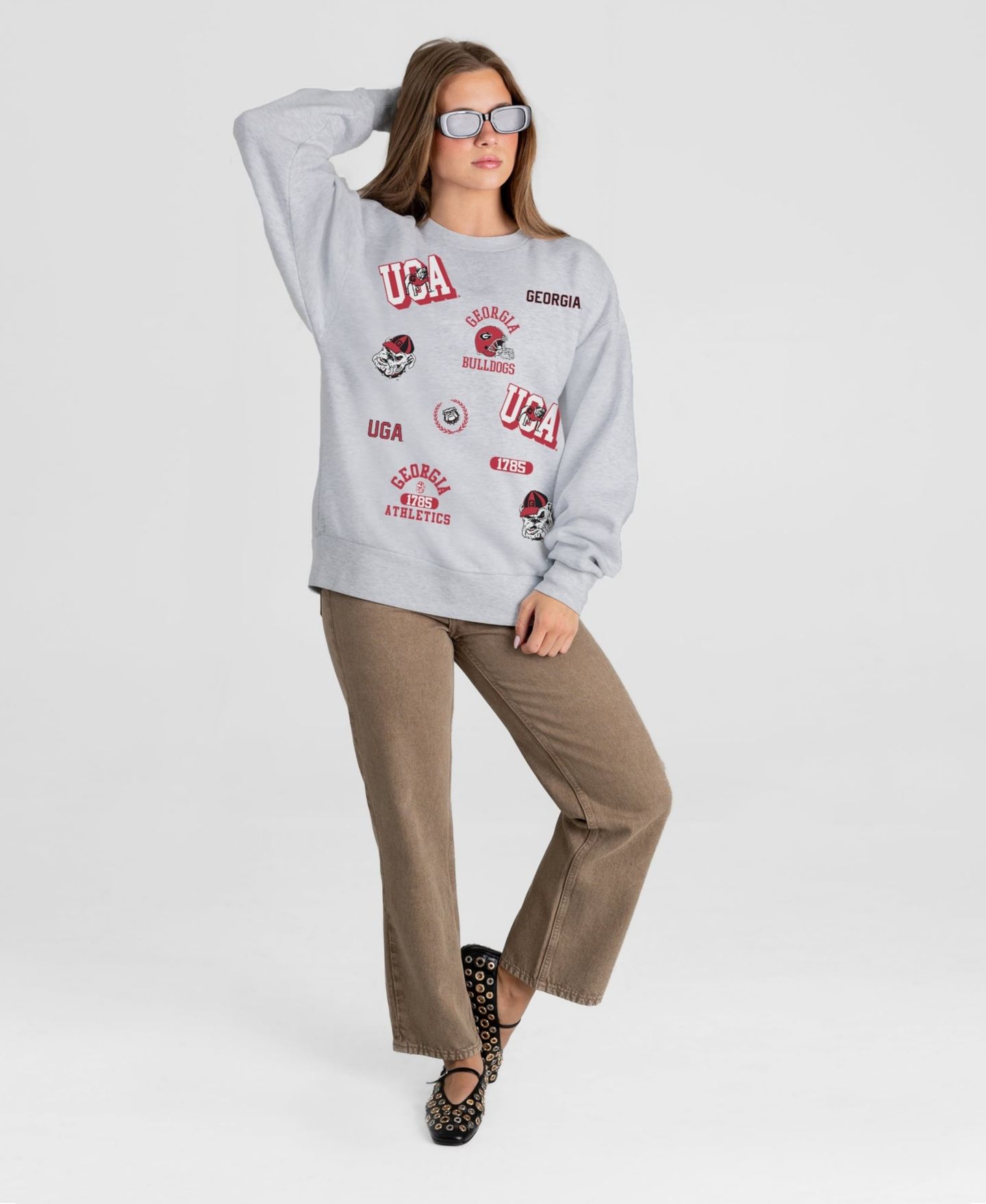 Женская толстовка Gameday Couture Ash Georgia Bulldogs All In Repeat Oversized Premium Drop Shoulder — фото 4