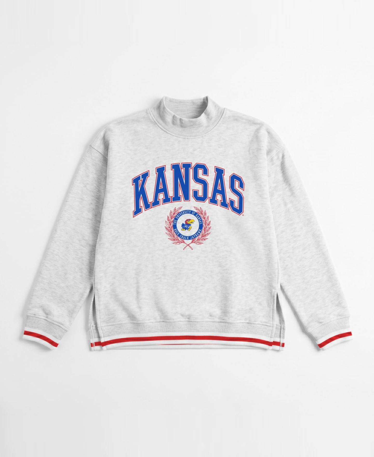 Женская толстовка Gameday Couture Ash Kansas Jayhawks Rally Point Contrast Stripe Mock Neck — фото 4