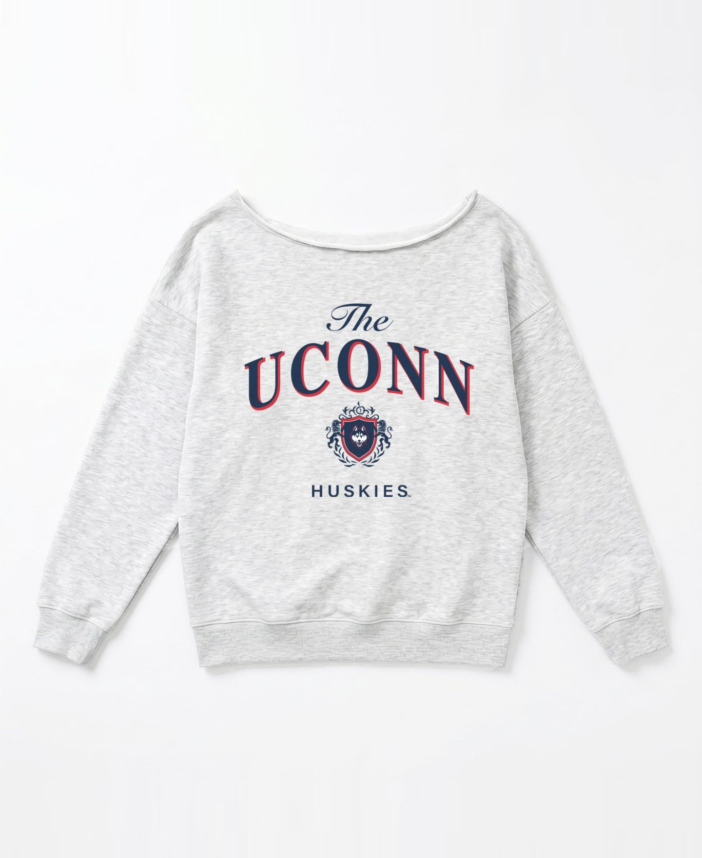 Женская толстовка Gameday Couture Ash UConn Huskies Offsides Energy Off-Shoulder — фото 4