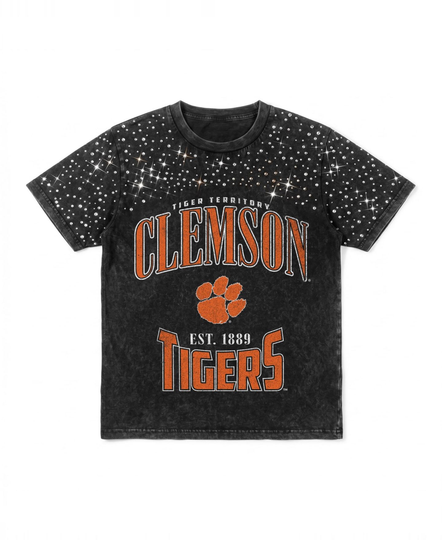 Женская футболка Gameday Couture Black Clemson Tigers In the Zone Washed Micro Rhinestone — фото 6