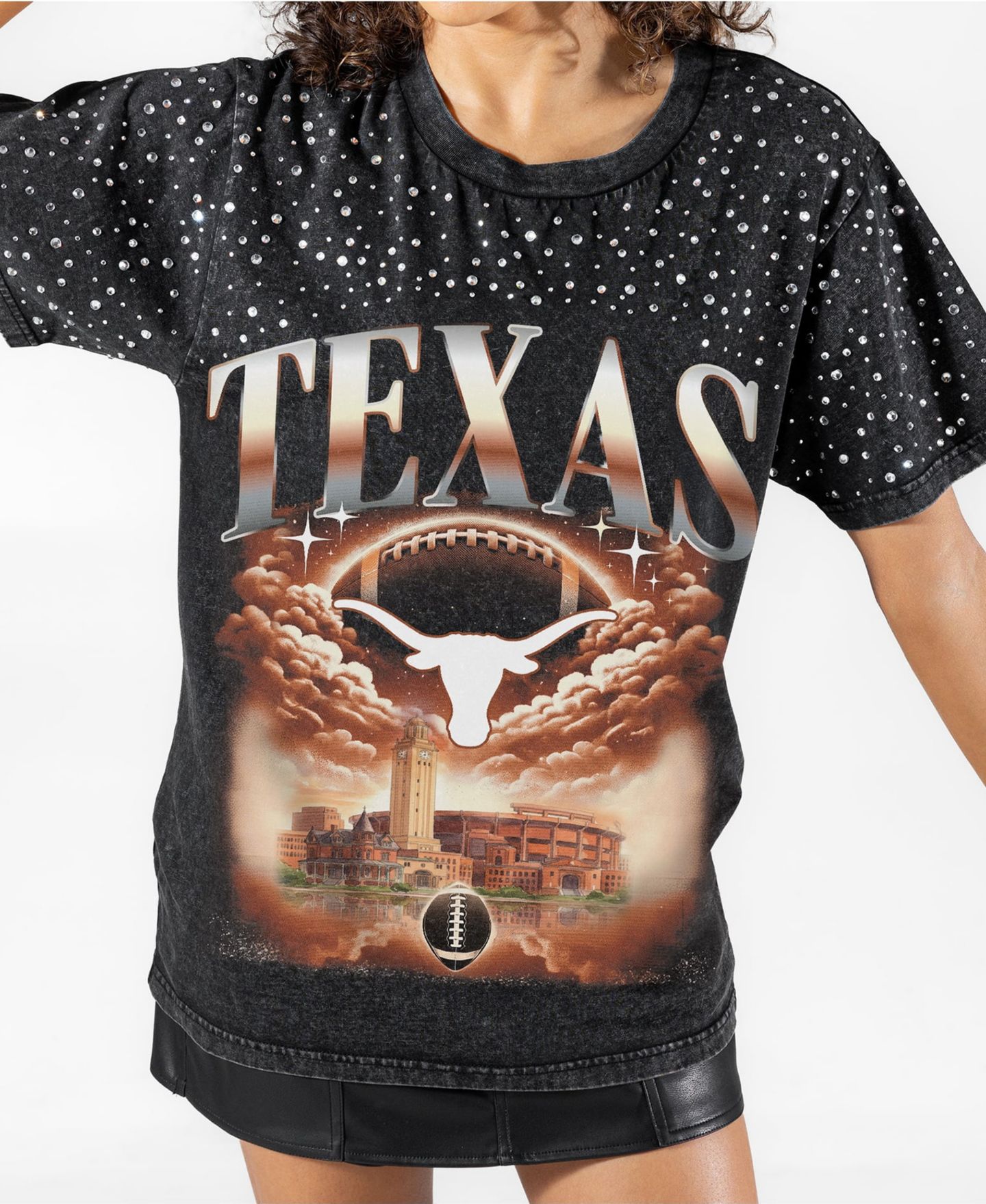 Женская футболка Gameday Couture Black Texas Longhorns Dream Big Washed Micro Rhinestone — фото 3