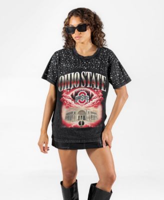 Women's Black Ohio State Buckeyes Dream Big Washed Micro Rhinestone T-Shirt