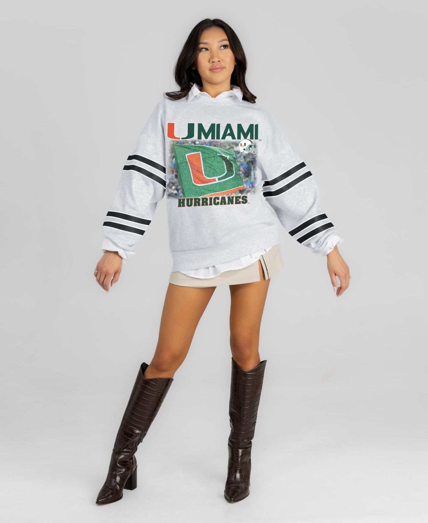 Женская толстовка Gameday Couture Ash Miami Hurricanes Off the Grid Oversized Fleece — фото 3