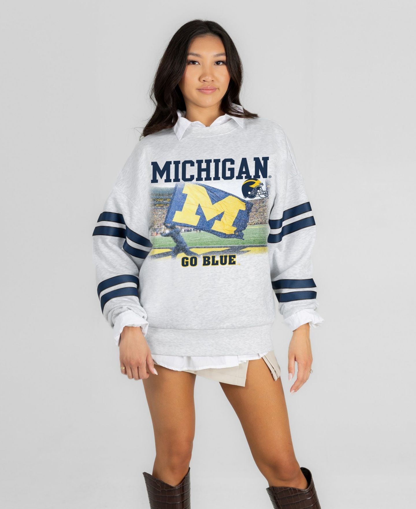 Женская толстовка Gameday Couture Ash Michigan Wolverines Off the Grid Oversized Fleece — фото 1