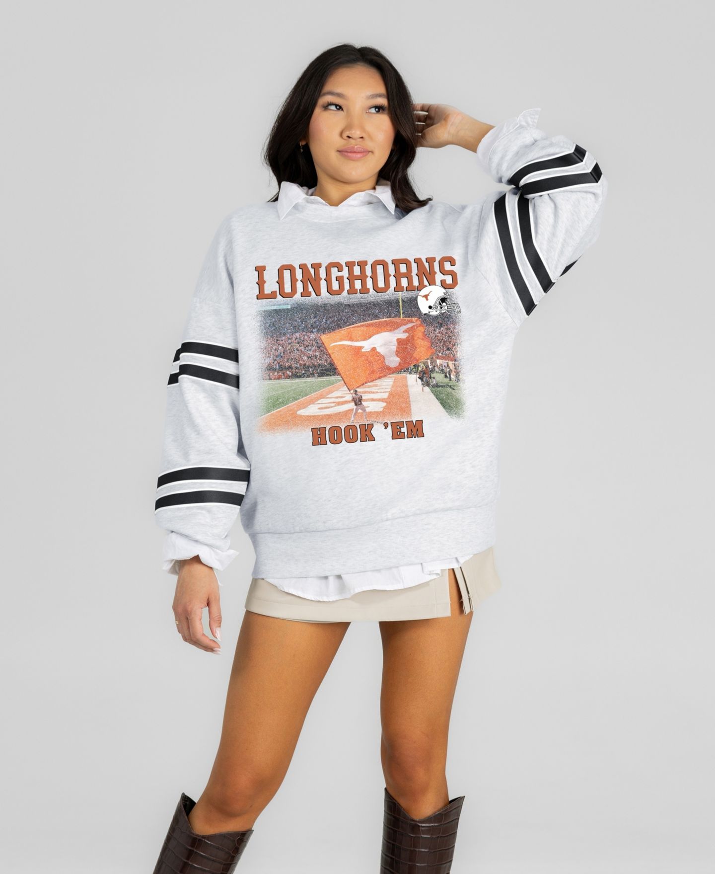 Женская толстовка Gameday Couture Ash Texas Longhorns Off the Grid Oversized Fleece — фото 5