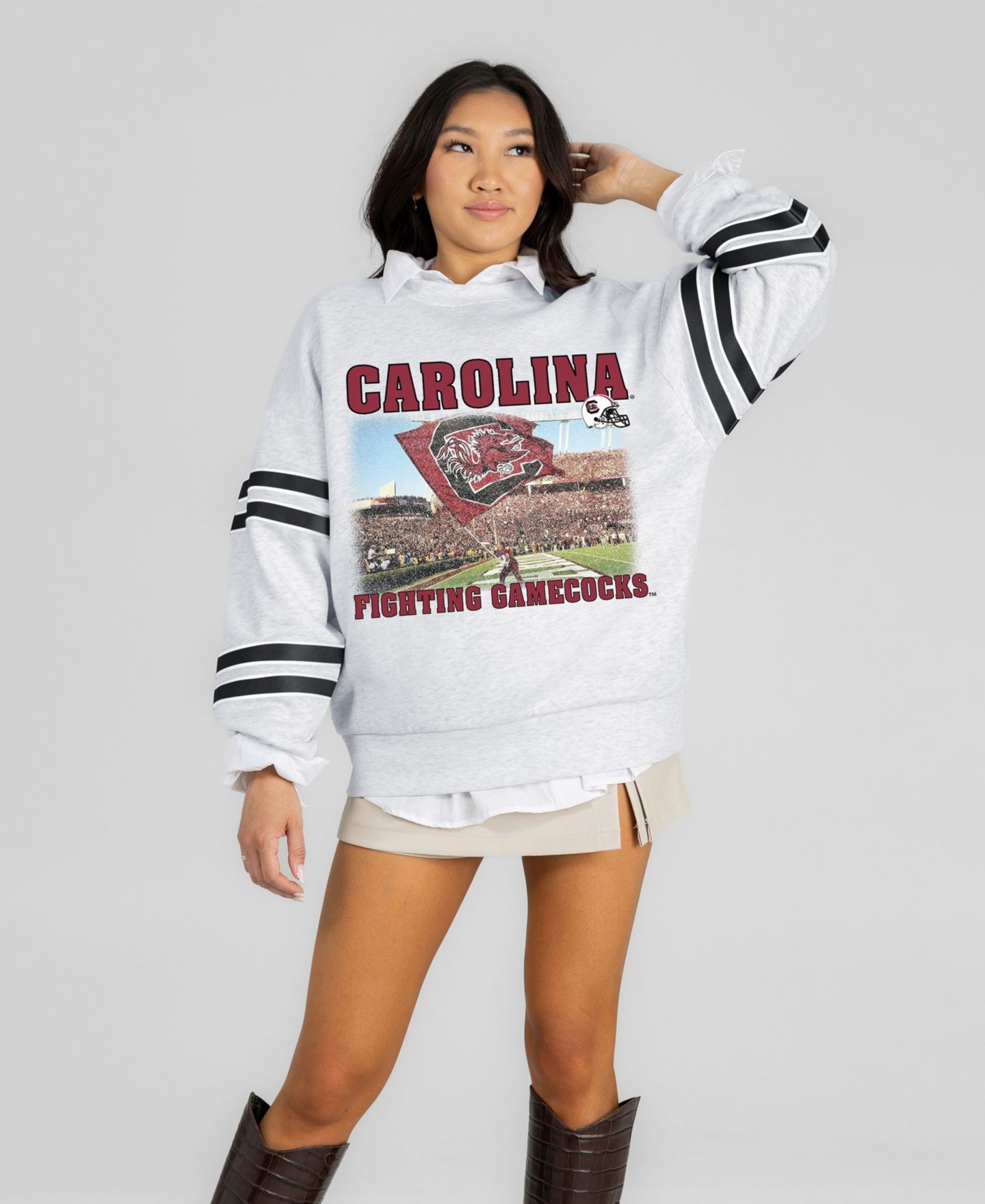 Женская толстовка Gameday Couture Ash South Carolina Gamecocks Off the Grid Oversized Fleece — фото 5