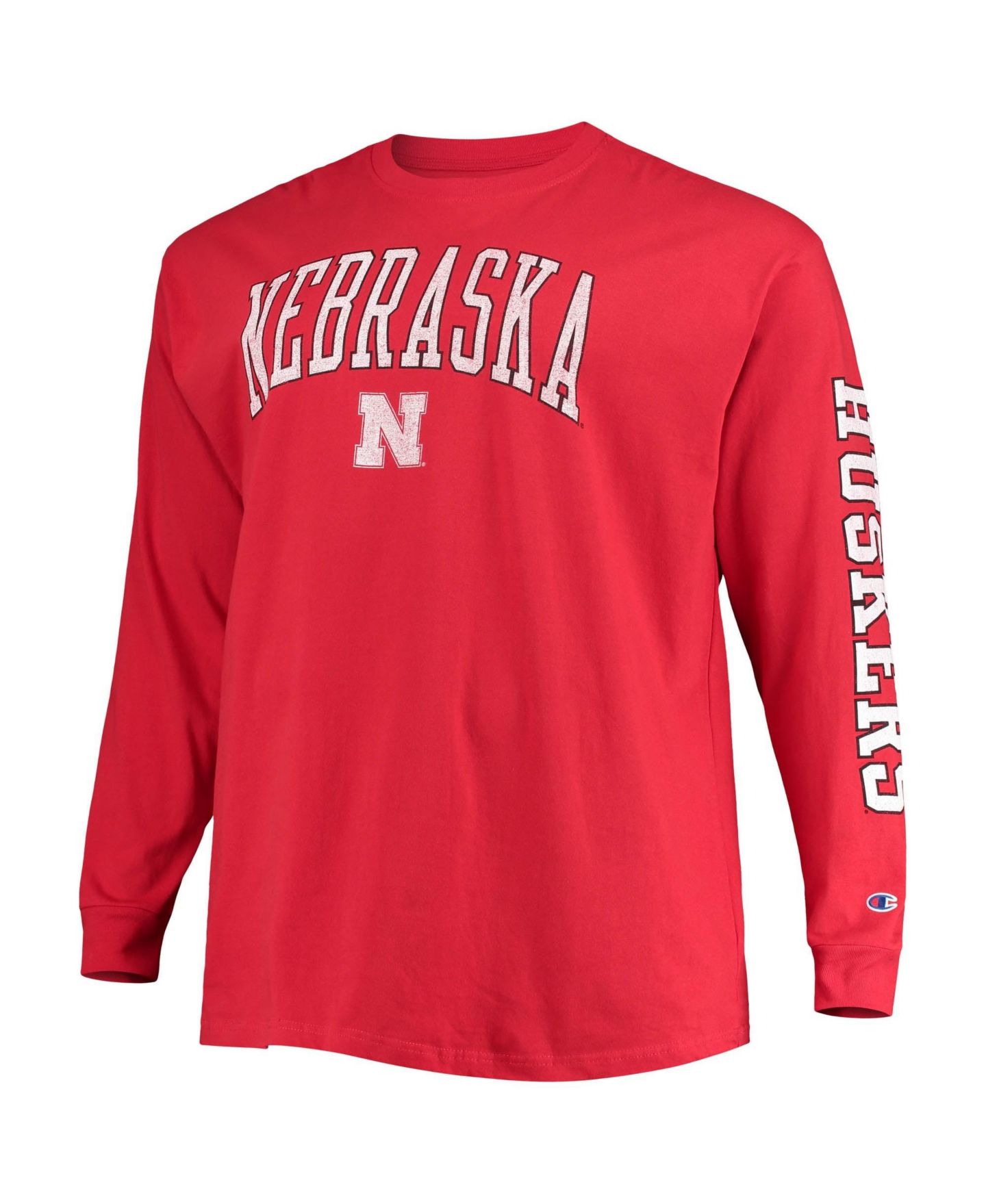 Мужская футболка Champion Scarlet Nebraska Huskers Big & Tall Arch Over Logo Long-Sleeve — фото 2