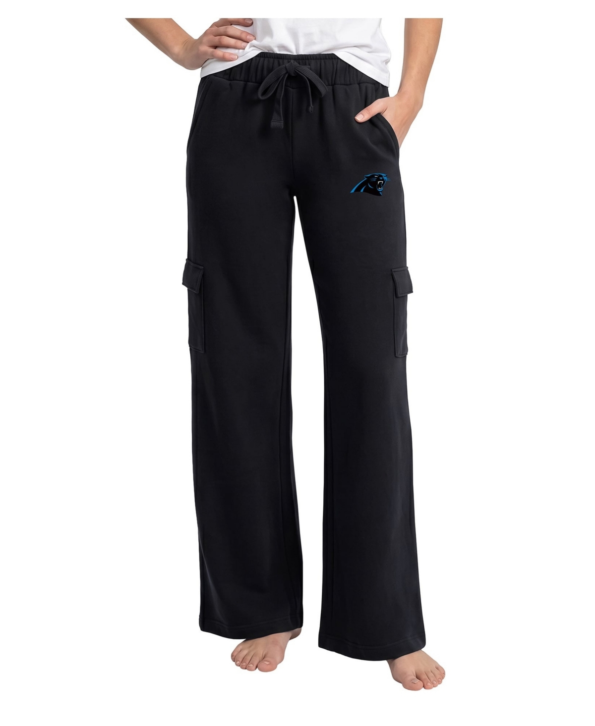 Concepts Sport Women's Black Carolina Panthers Truett Wide-Leg Cargo Fleece Pants - Black