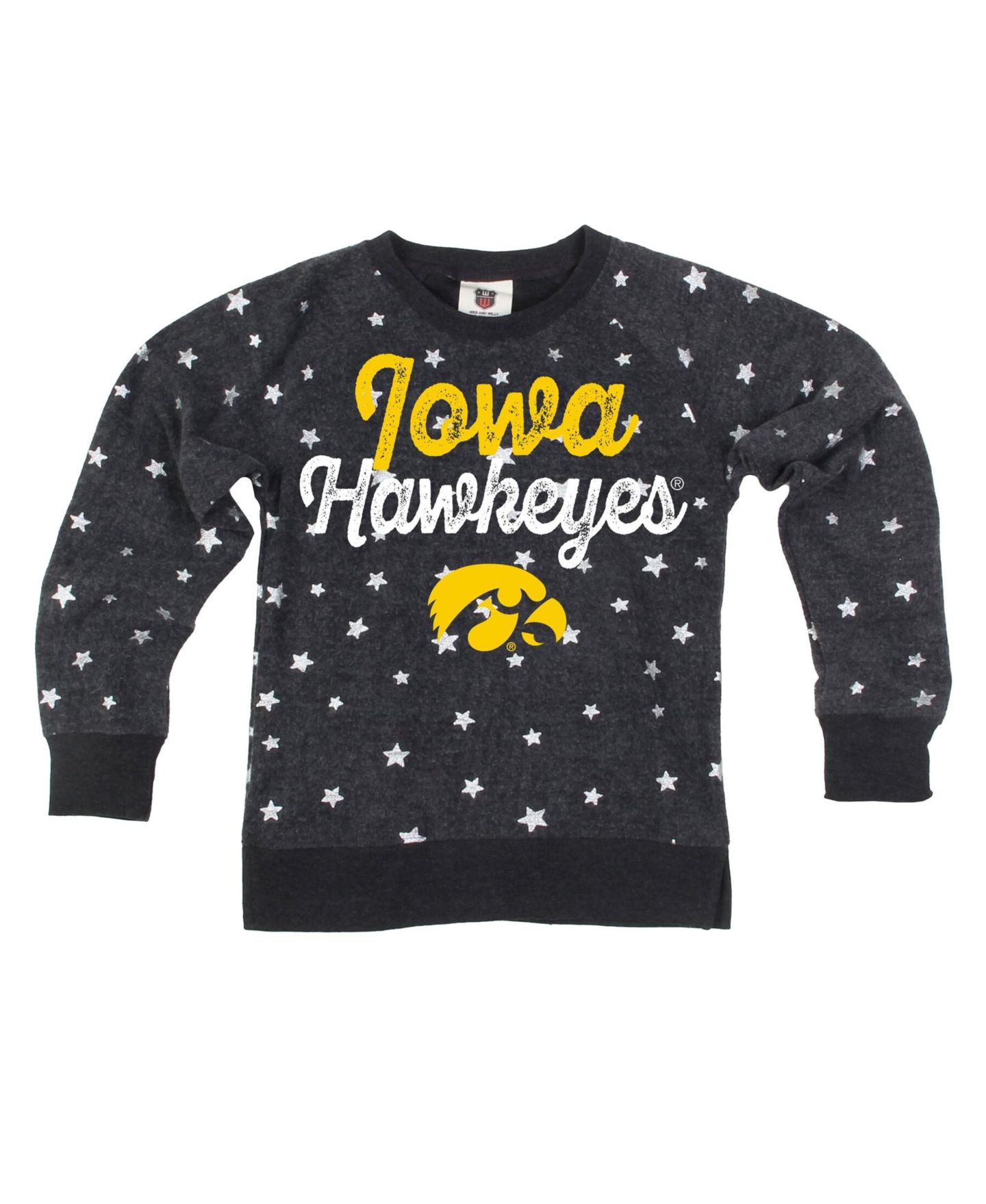 Толстовка Wes & Willy Black Iowa Hawkeyes Shimmer Star Reverse Fleece для девочек — фото 1