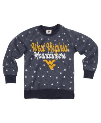Big Girls' Navy West Virginia Mountaineers Shimmer Star Reverse Fleece Sweatshirt