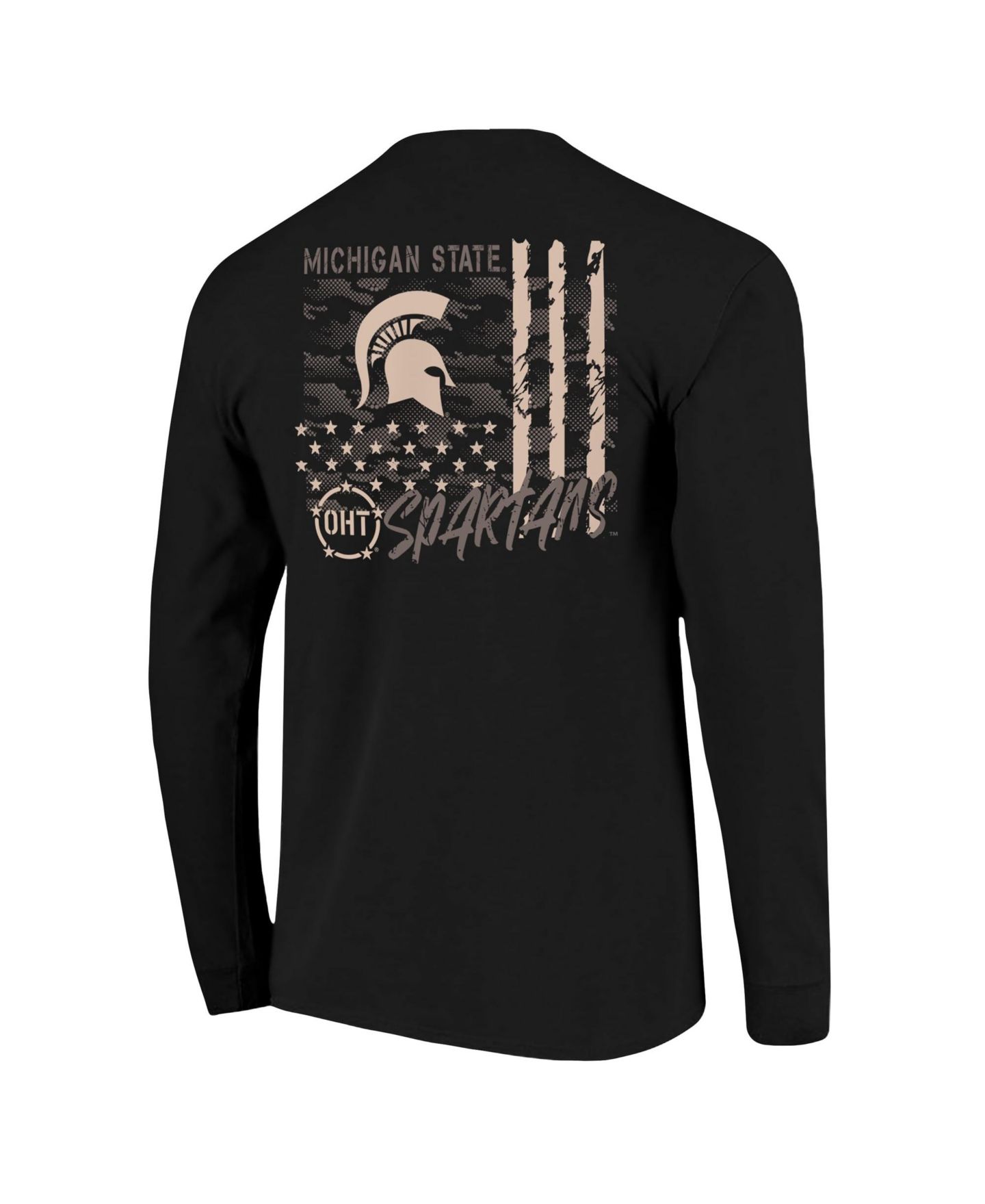Мужская футболка Image One Black Michigan State Spartans OHT Camo Overlay Comfort Colors Long-Sleeve — фото 3