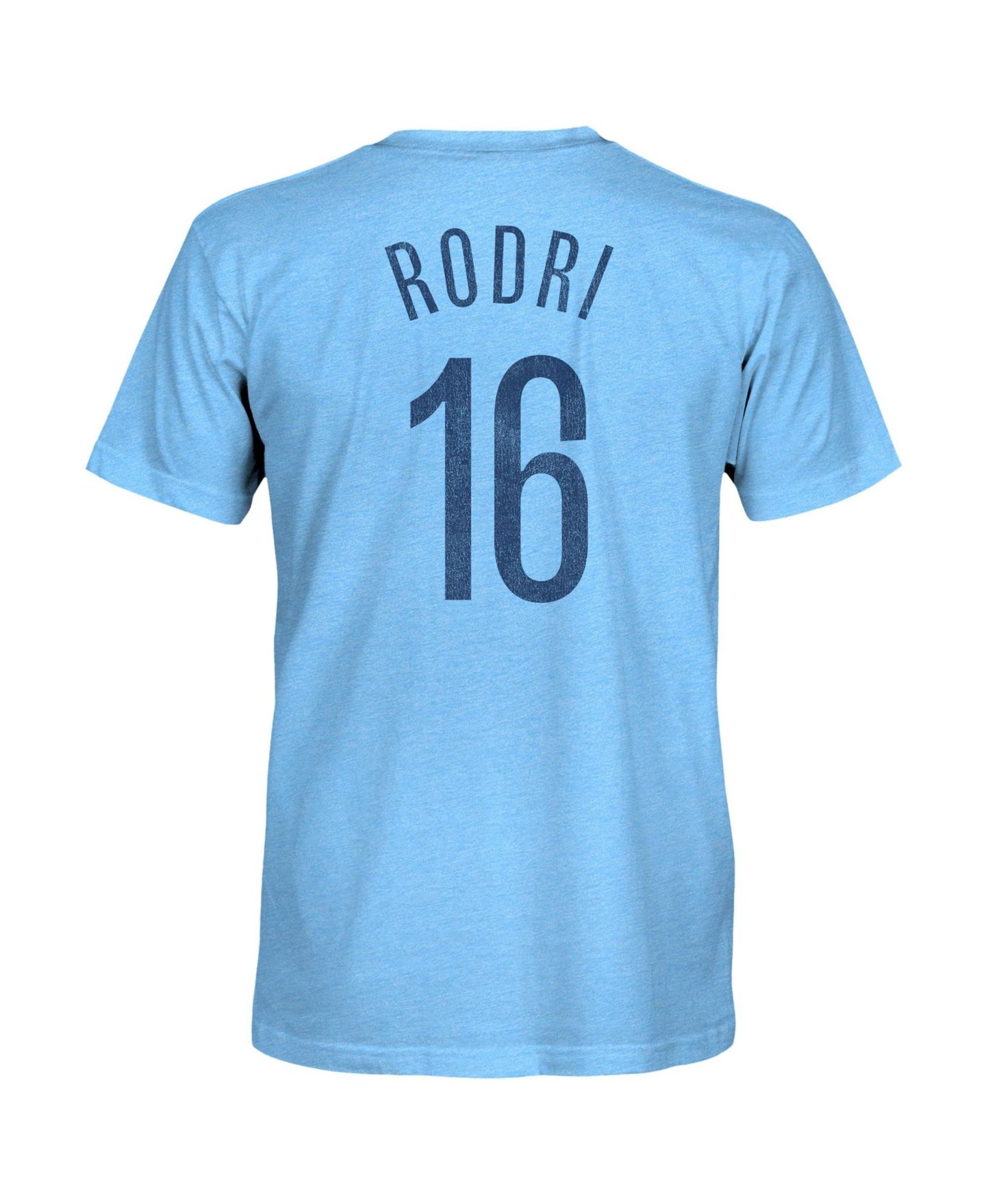 Мужская футболка 1863FC Rodrigo Sky Blue Manchester City Player Name & Number Twisted Tri-Blend Slub — фото 3