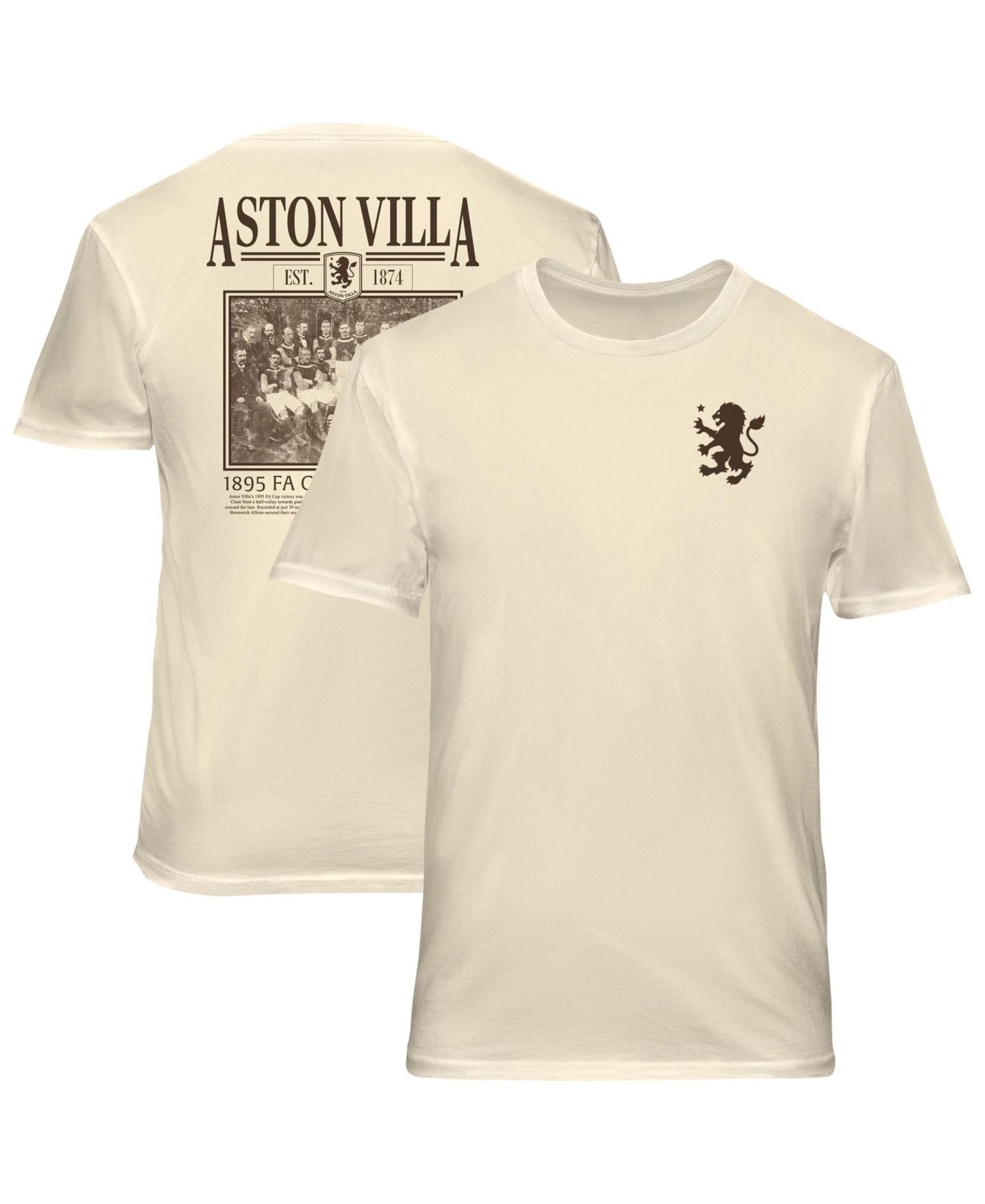 Мужская футболка 1863FC Cream Aston Villa Vintage Soft Wash — фото 1