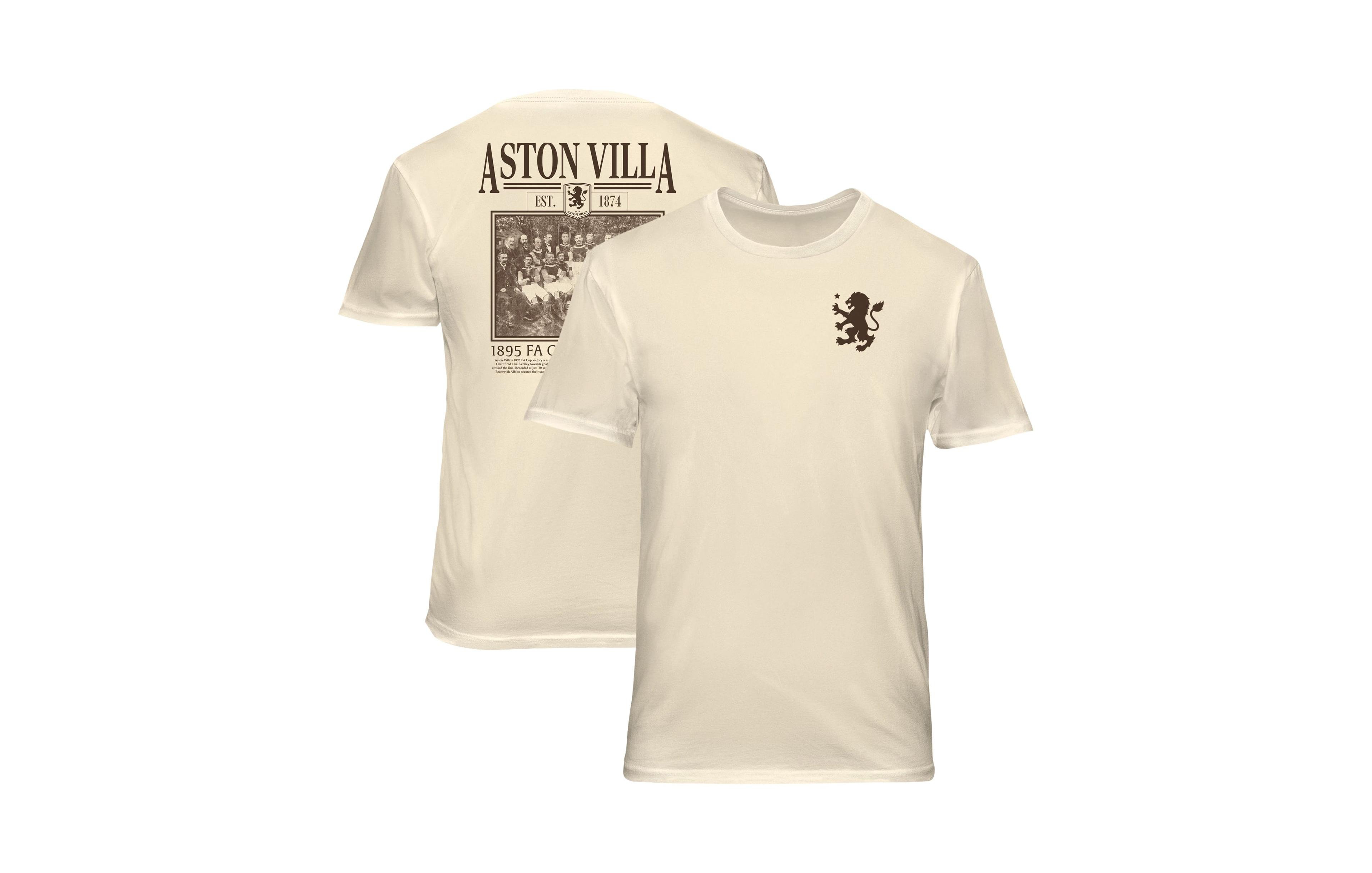 1863FC Men's Cream Aston Villa Vintage Soft Wash T-Shirt