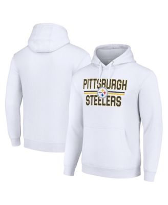 Men's and Women's White Pittsburgh Steelers Team Mesh Print Graphic Tri-Blend Pullover Hoodie