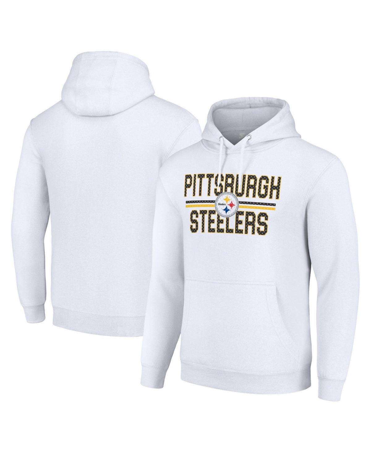 Starter Men's and Women's White Pittsburgh Steelers Team Mesh Print Graphic Tri-Blend Pullover Hoodie - White