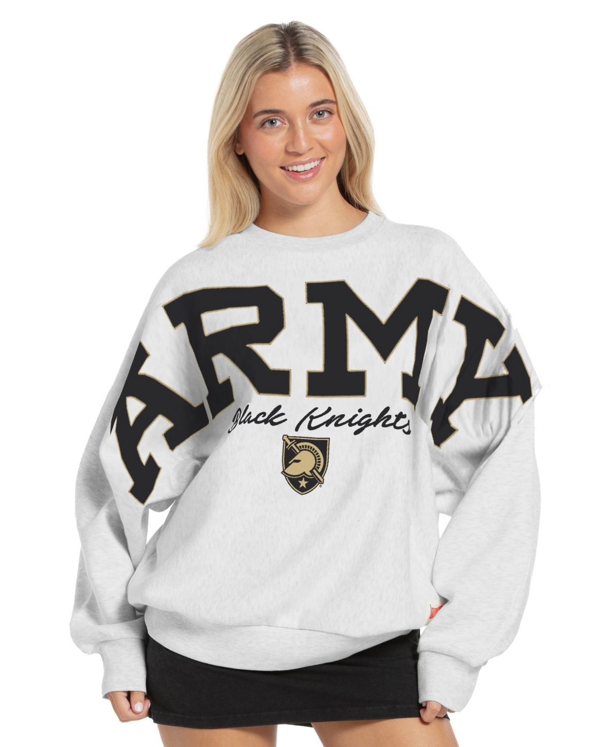 Pressbox Women's Heather Gray Army Black Knights Flannigan Oversized Fleece Sweatshirt - Heather Gray