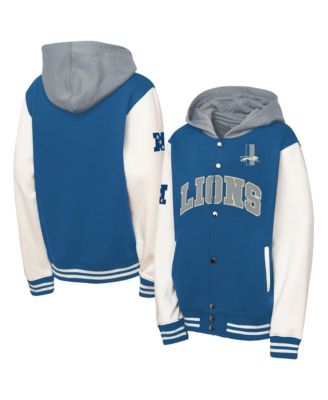 Big Boys' and Girls' Blue Detroit Lions Court Side Fleece Full Snap Jacket