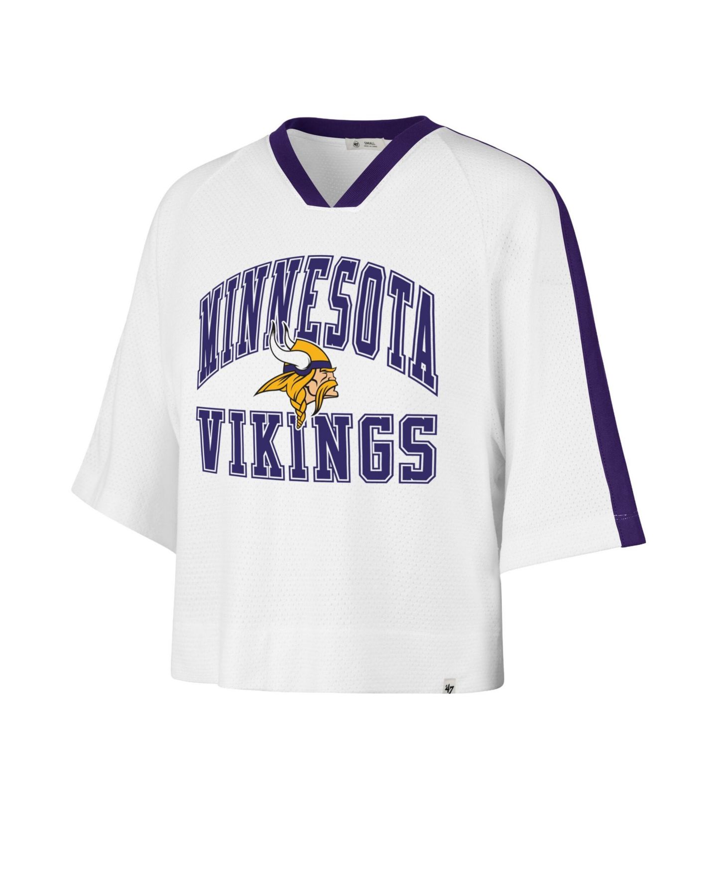 Женская футболка '47 Brand White Minnesota Vikings Big Overarch Drop Needle Raglan V-Neck — фото 2