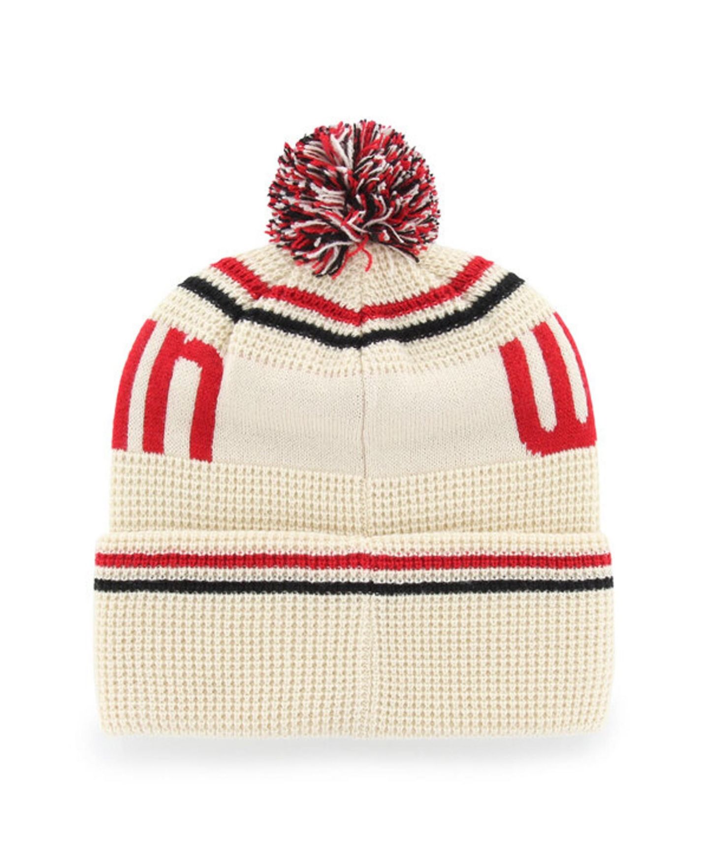 Головной убор '47 Brand Cream Wisconsin Badgers Quattrle Waffle Cuffed Knit Pom Hat — фото 2