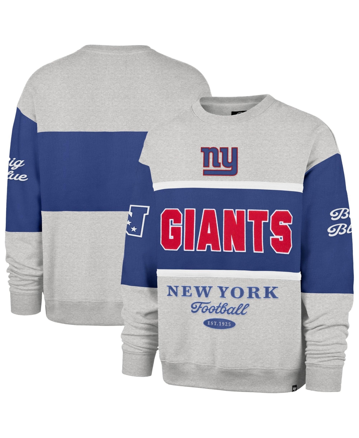 '47 Brand Men's Royal/Heather Gray New York Giants Blockfield Maximalist Sweatshirt - Royal, Heather Gray