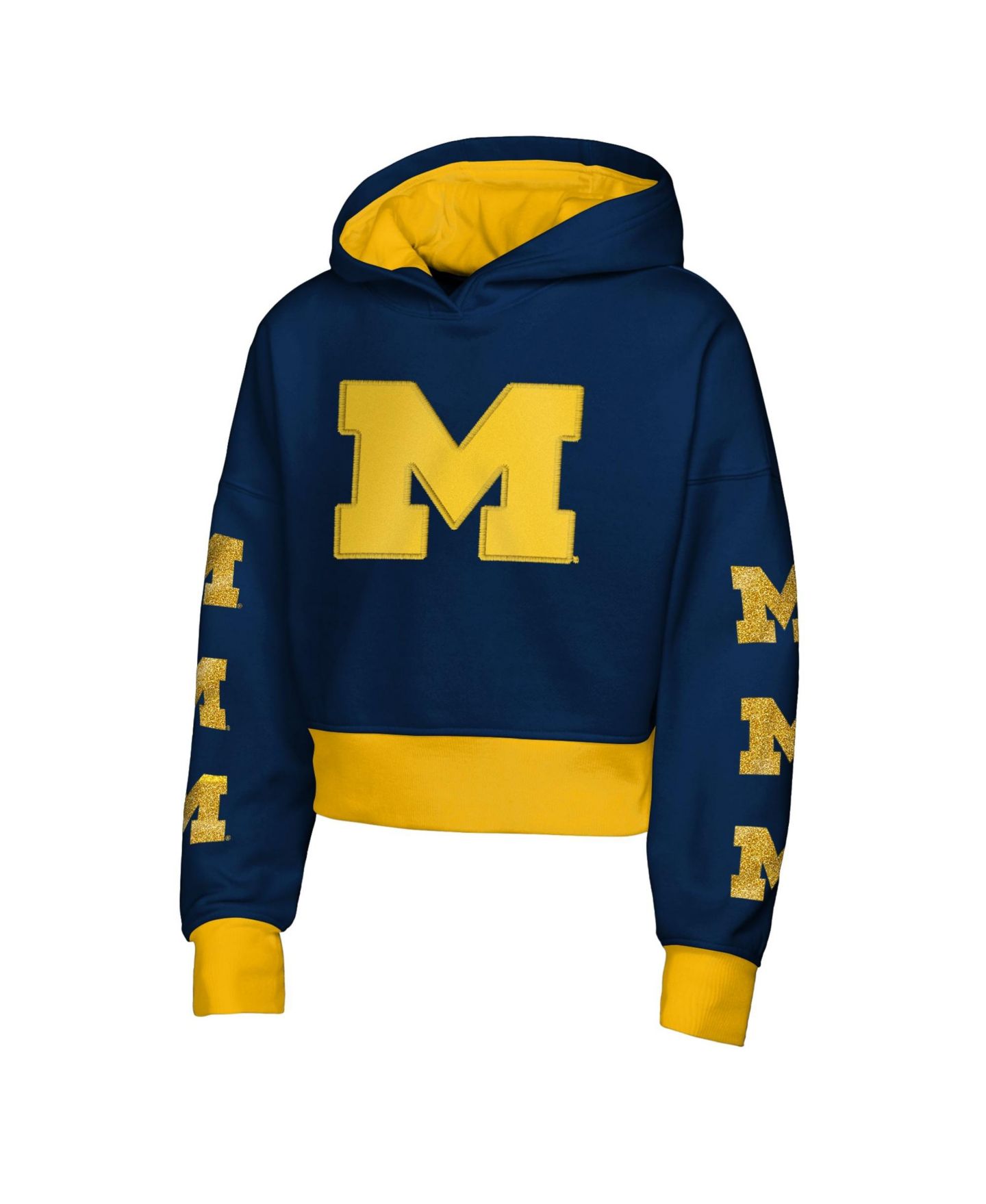 Худи Outerstuff Navy Michigan Wolverines Fair Catch Poly Fleece для девочек — фото 2