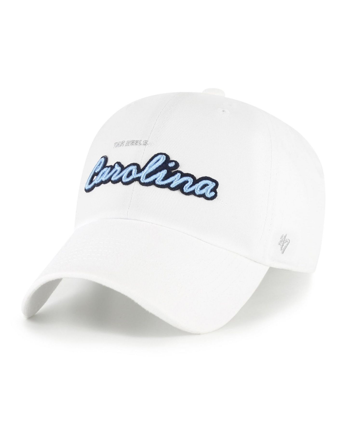 Женские головные уборы '47 Brand White North Carolina Tar Heels Trendy Script Clean Up Adjustable Hat — фото 1