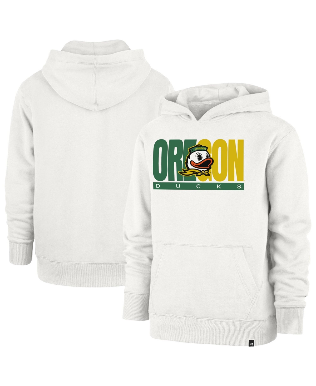 '47 Brand Big Boys' and Girls' Cream Oregon Ducks Block Text Pullover Hoodie - Cream