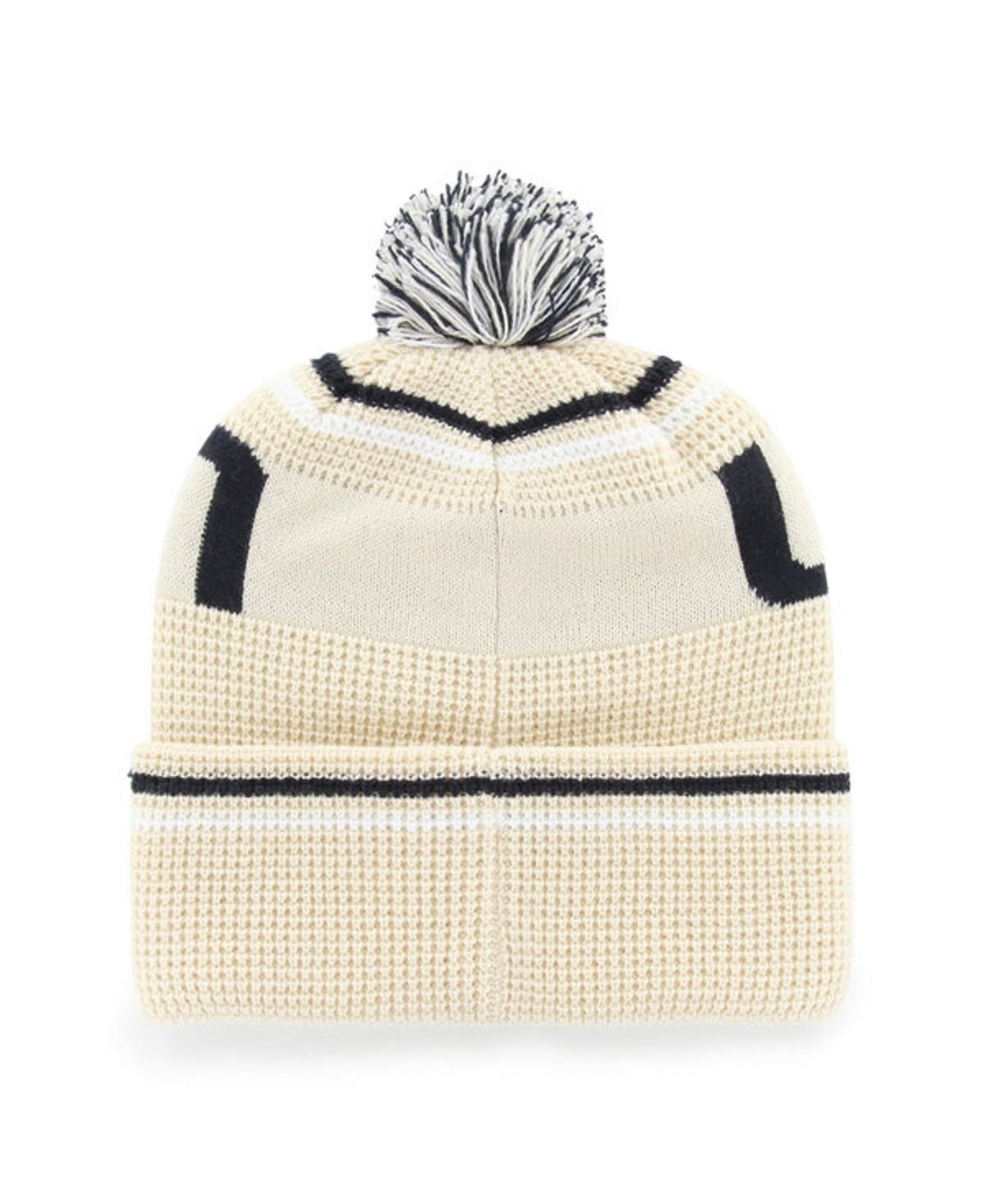 Головной убор '47 Brand Cream UConn Huskies Quattrle Waffle Cuffed Knit Pom Hat — фото 2