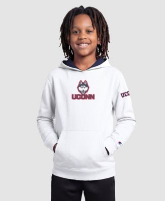 Big Boys and Girls White UConn Huskies Fleece Hoodie