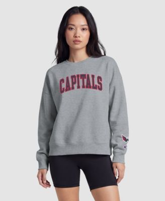 Women's Heather Gray Washington Capitals Applique Crewneck Sweatshirt