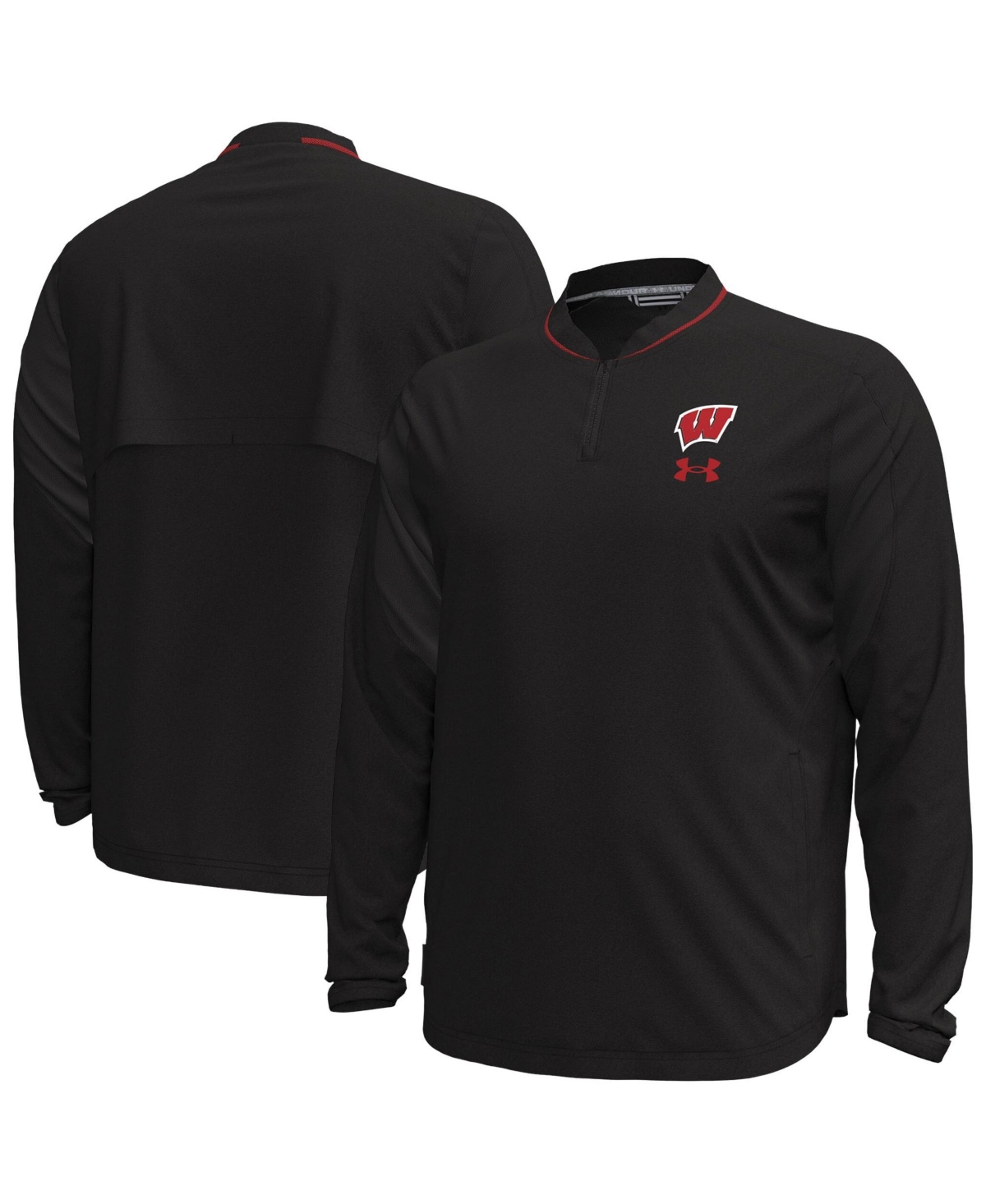 Under Armour Men's Black Wisconsin Badgers 2026 Sideline Motivate Woven Quarter-Zip Long-Sleeve Pullover - Black