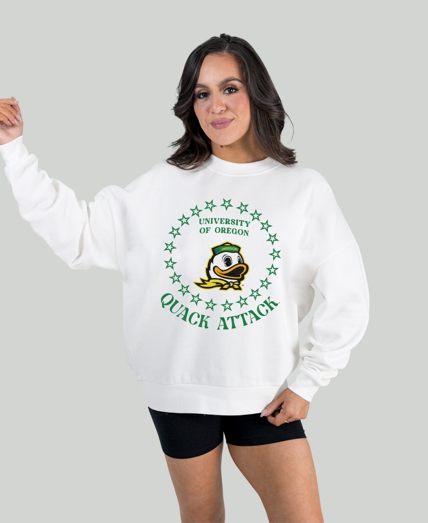 Женская толстовка Gameday Couture White Oregon Ducks Stars Premium Fleece Drop Pullover — фото 1
