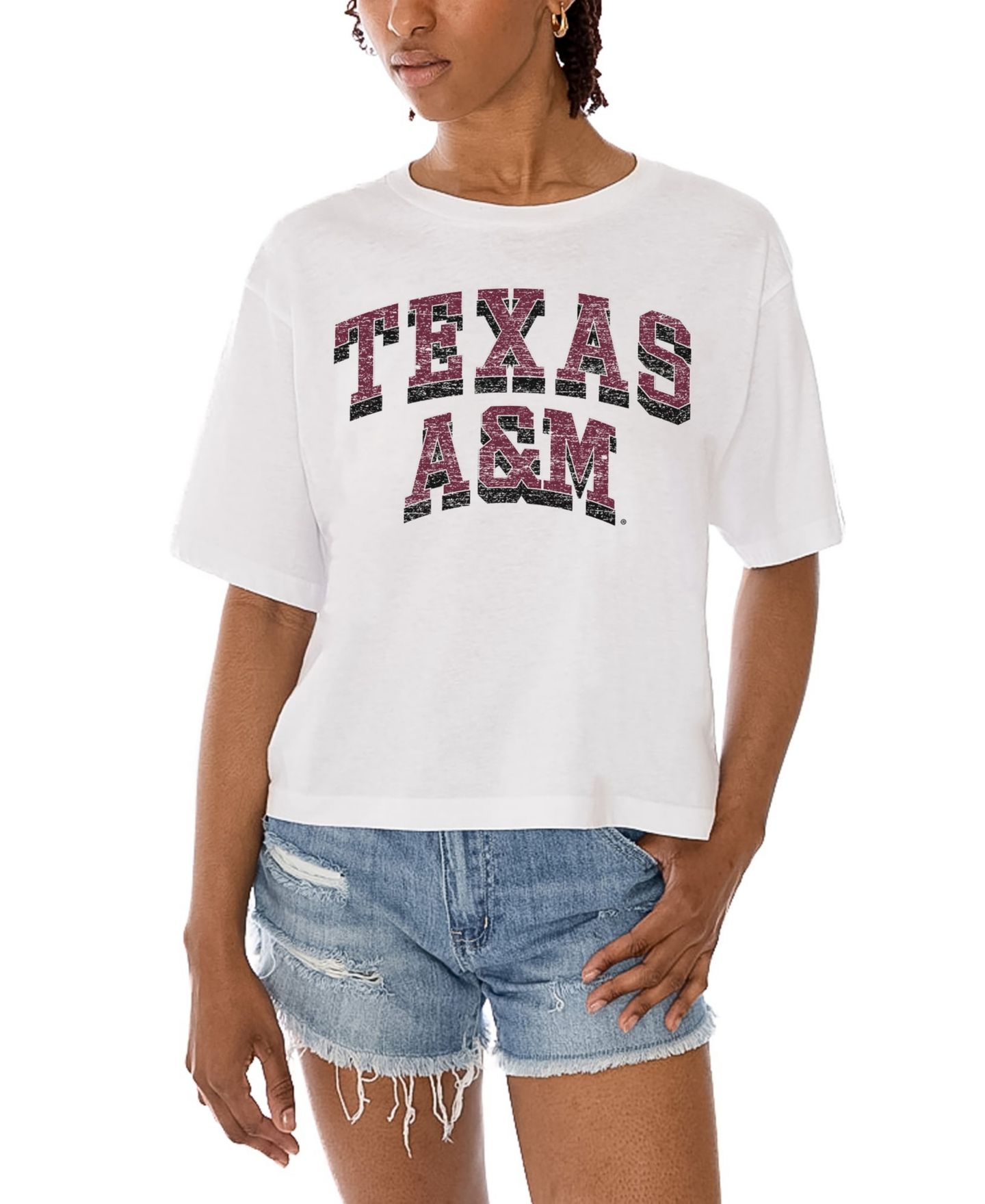 Женская футболка Gameday Couture White Texas A&M Aggies Claim To Fame Boxy Cropped — фото 2