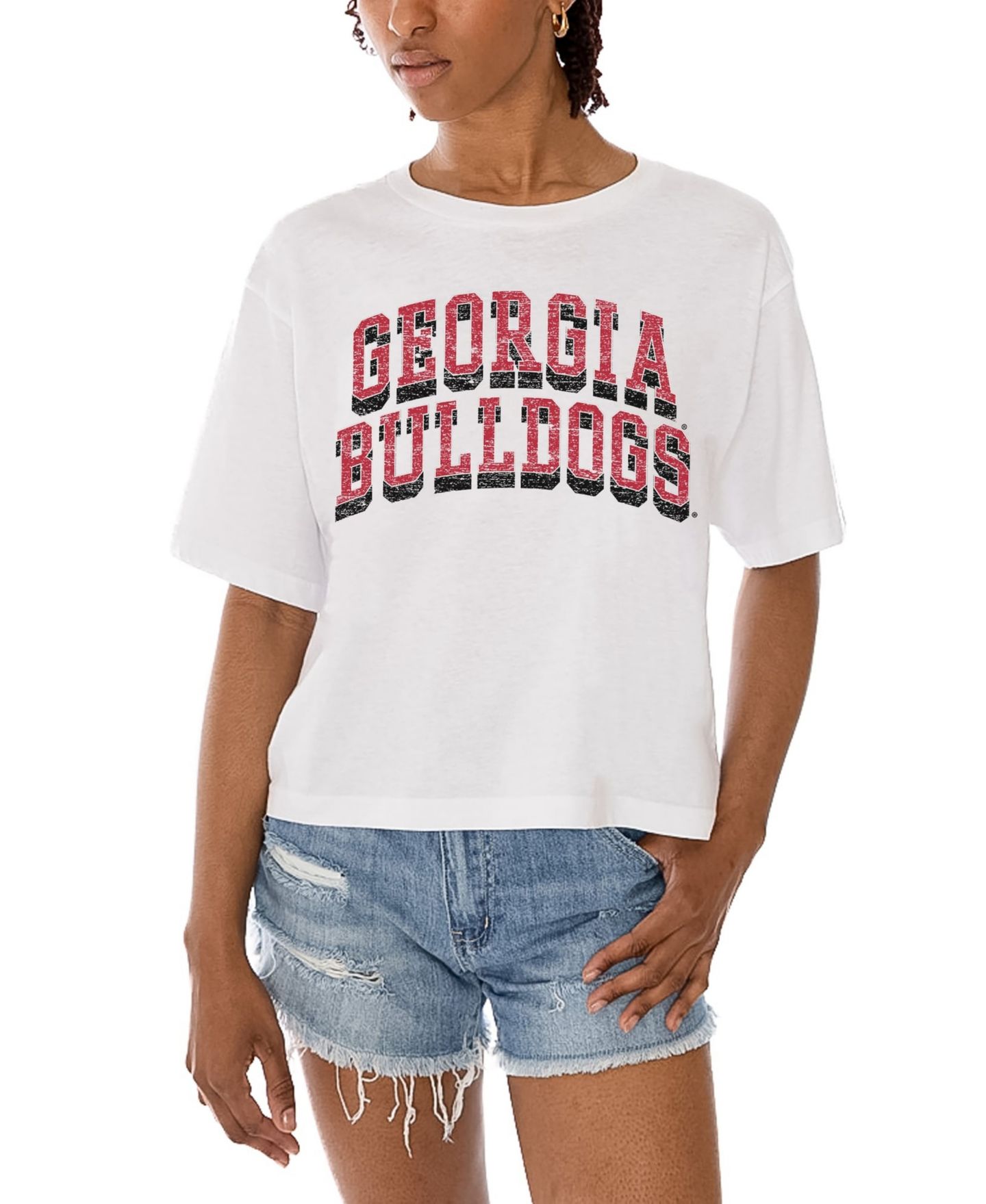 Женская футболка Gameday Couture White Georgia Bulldogs Claim To Fame Boxy Cropped — фото 2