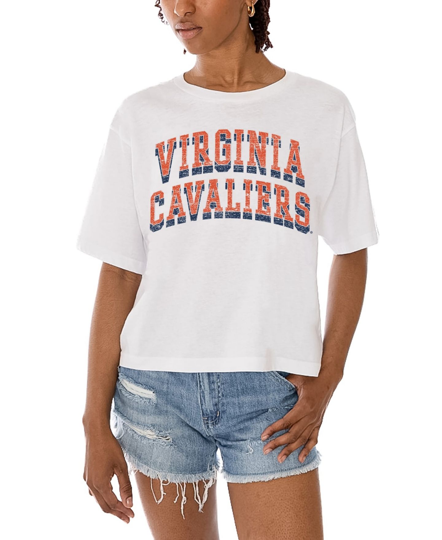 Женская футболка Gameday Couture White Virginia Cavaliers Claim To Fame Boxy Cropped — фото 2
