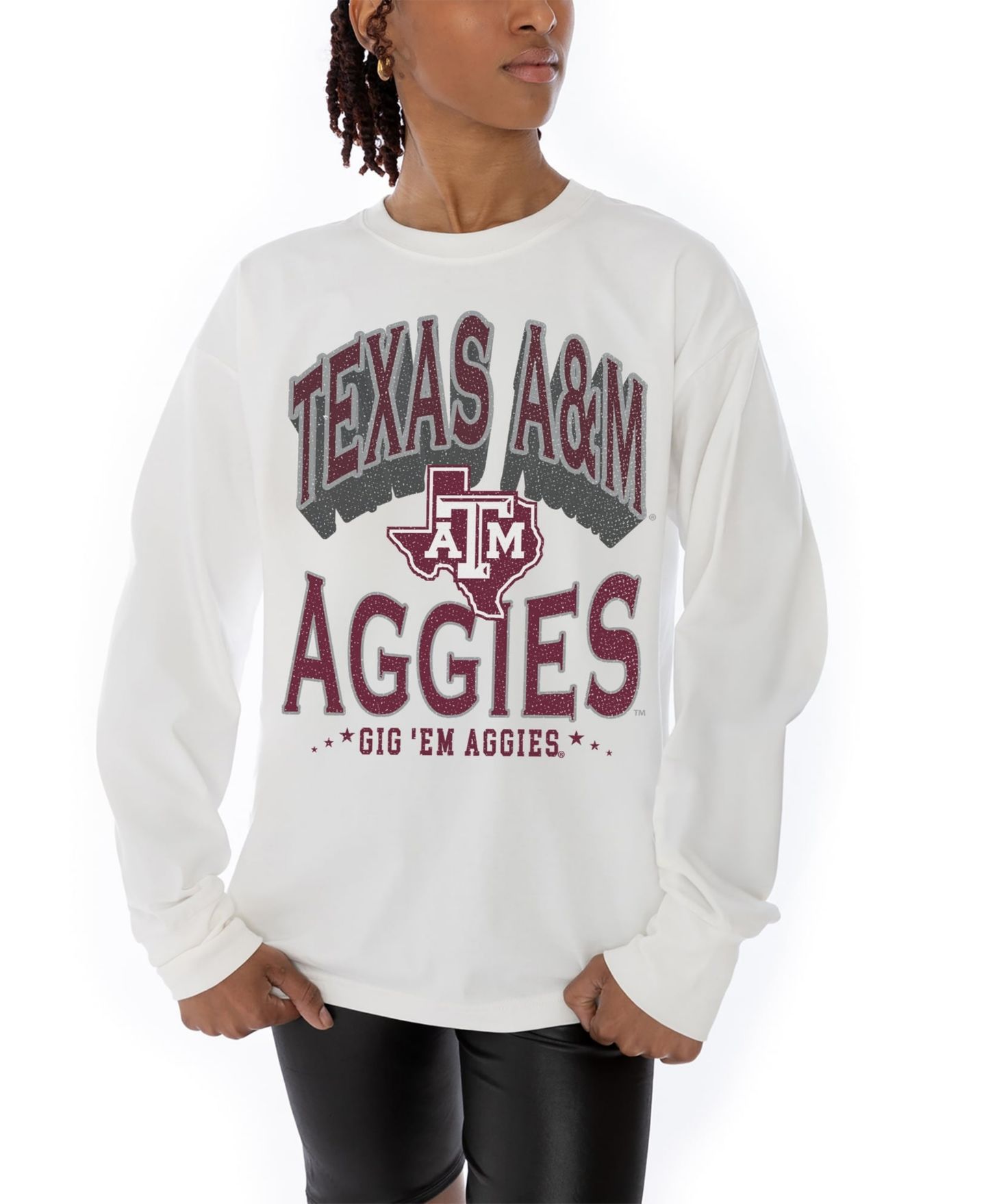 Женская футболка Gameday Couture White Texas A&M Aggies Midweight Oversized Long-Sleeve — фото 2