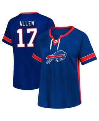 Women's Josh Allen Royal Buffalo Bills Plus Size Lace Bling Name & Number T-Shirt