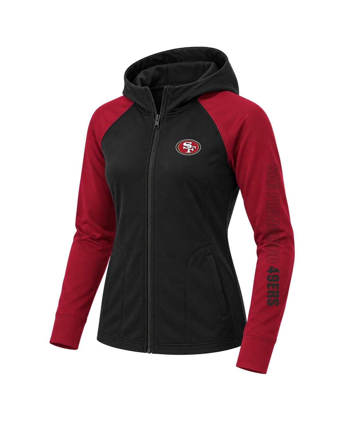 Fanatics Women's Black San Francisco 49ers Plus Size Cornerback Blitz Full-Zip Hoodie - Black, Red