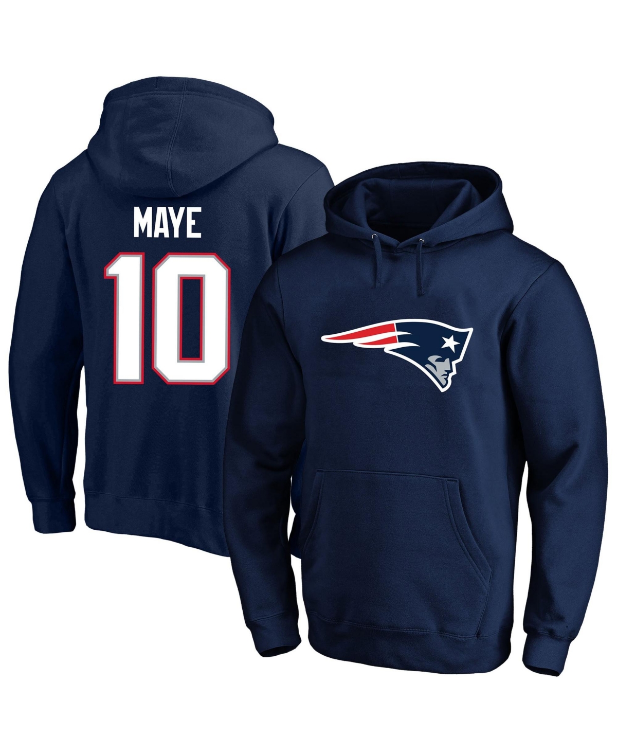 Fanatics Men's Drake Maye Navy New England Patriots Big & Tall Name & Number Fleece Hoodie - Navy