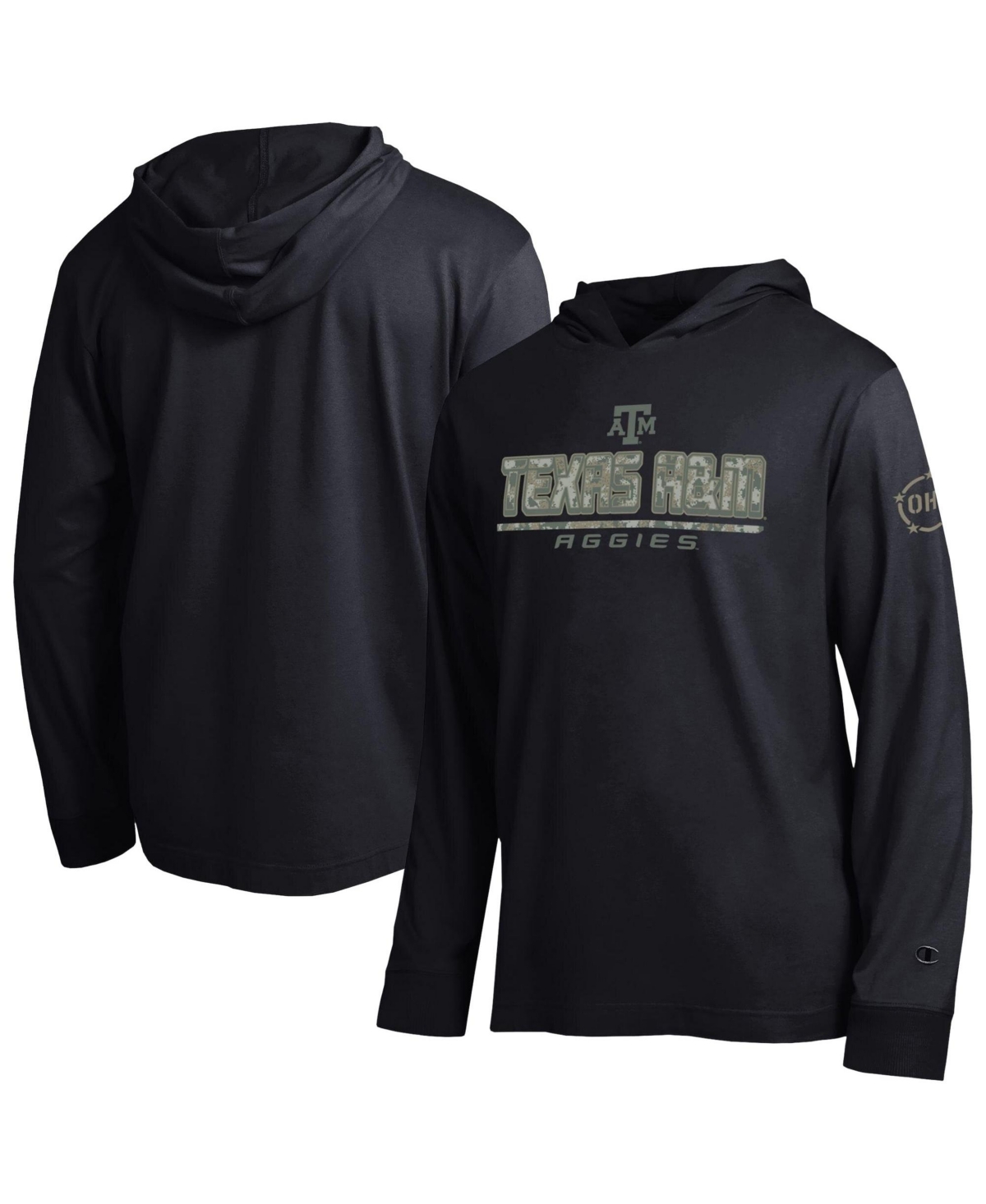 Champion Men's Black Texas A&M Aggies Operation Hat Trick Camo Script Hooded Long-Sleeve T-Shirt - Black