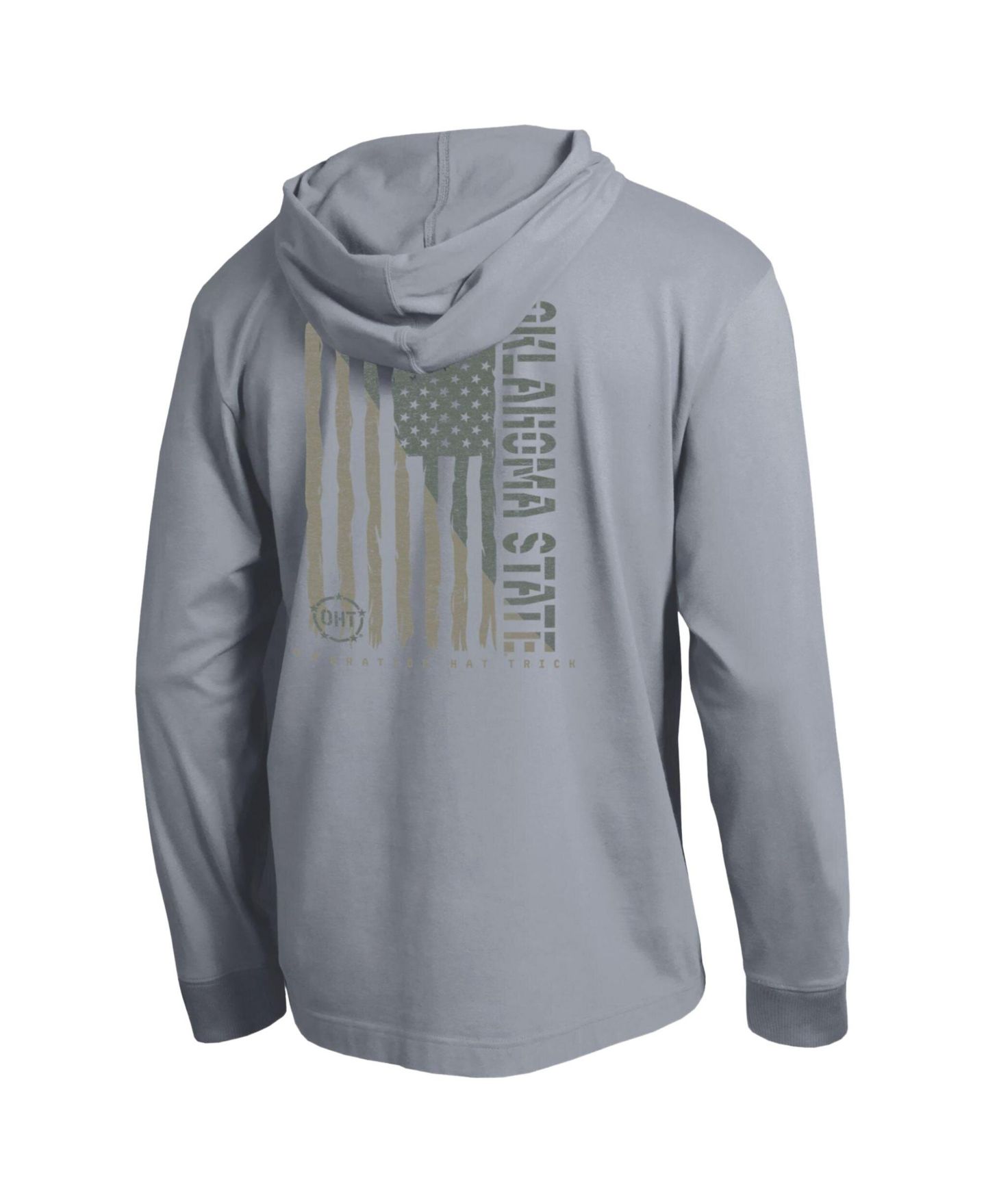 Мужская футболка Champion Heather Gray Oklahoma State Cowboys Operation Hat Trick Flag Hooded Long-Sleeve — фото 3