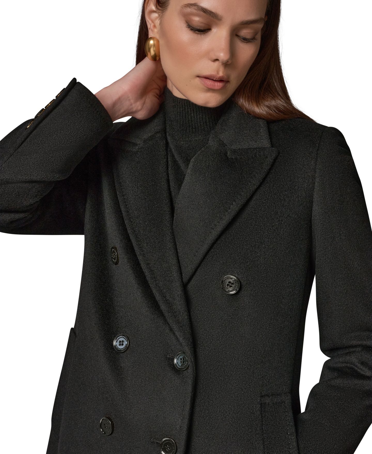 Женское пальто Donna Karan New York Double-Breasted Long Wool-Cashmere Blend, цвет: Вишнёвый — фото 11