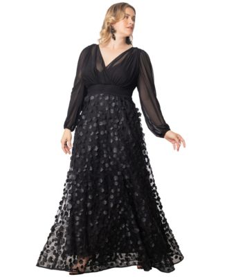 Plus Size Blossoming Beauty Mesh Evening Gown