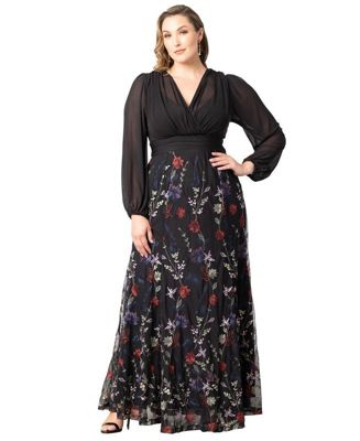 Plus Size Isabella Embroidered Mesh Formal Gown