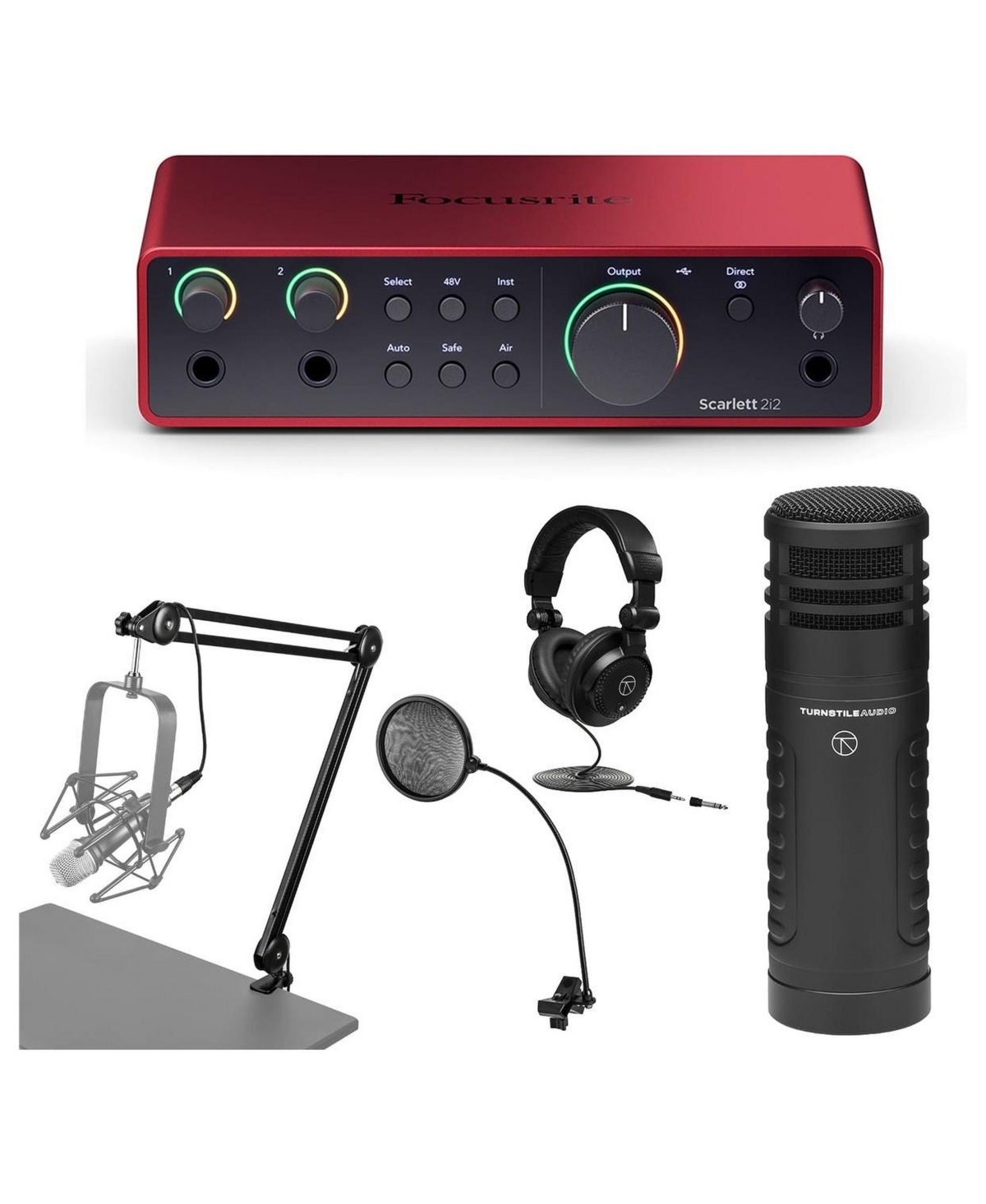 Focusrite Scarlett 2i2 4th Gen Usb Interface with Sw, TAP500 Mic, Headphones