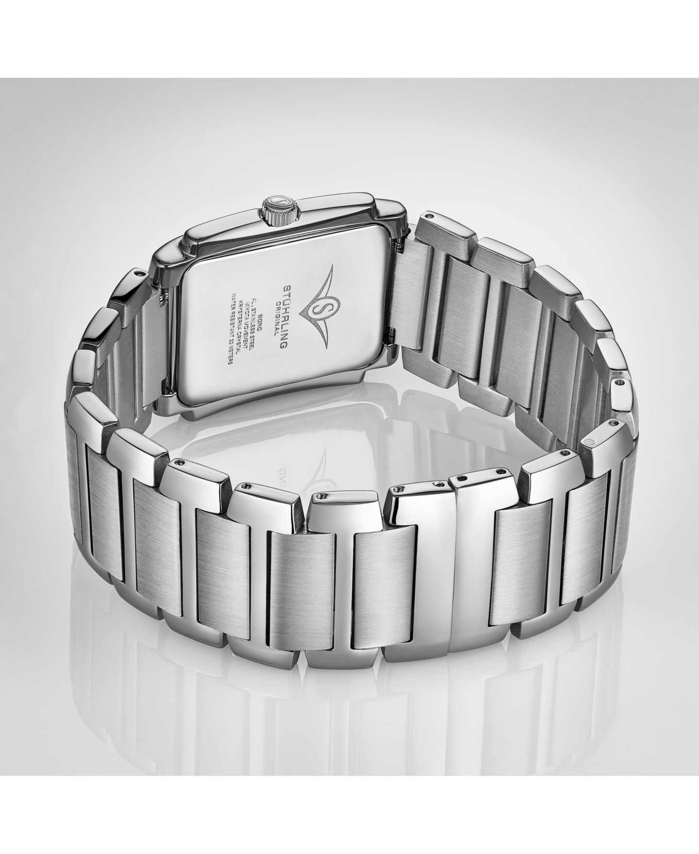 Женские часы Stuhrling Serafine 4089.1 Rectangular Quartz Watch, Mother-of-Pearl Dial & Swarovski Crystal Bezel, цвет: Белый — фото 2