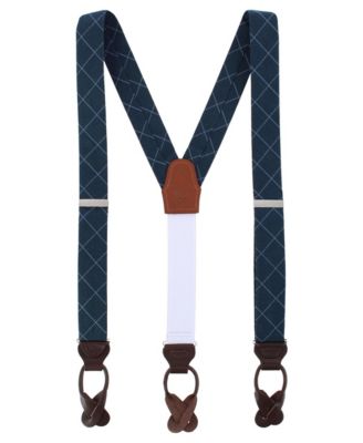 Men's Zeke Diamond Patterned Business Wool Blend Button End Suspenders
