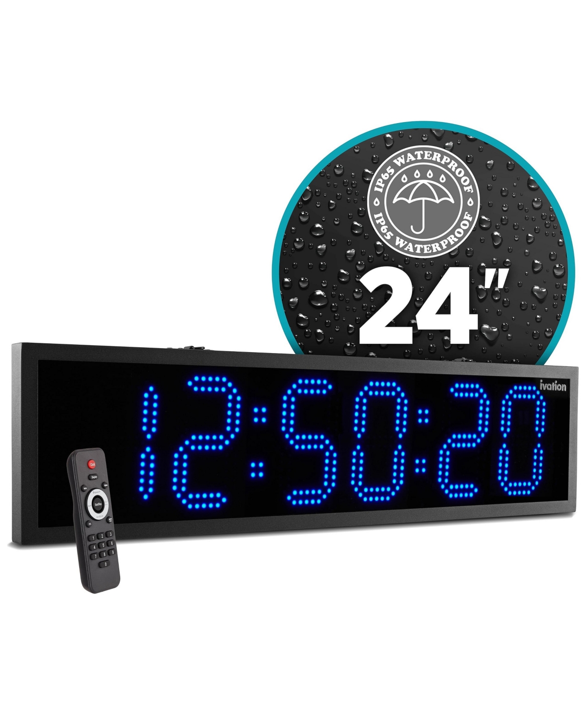 Ivation 24" Waterproof Led Display Wall Clock