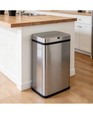 16 Gallon Stainless Steel Touchless Motion Sensor Trash Can – Tool-Free Snap-Together Assembly & Quiet Soft-Close Lid